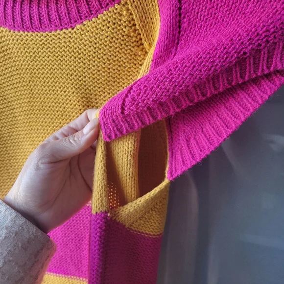 Ashley by 26 International Knee Sleeveless Dress Knitted Sleeveless Pink Orange - Picture 3 of 10